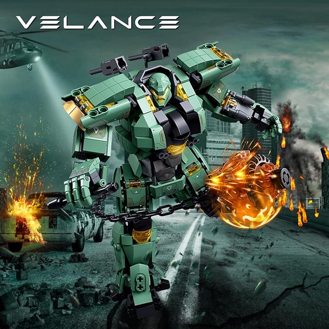Velance Mech Robot Armored Building Blocks Set Warrior City Action Mech Building Toy Kit Mecha Robot Building Block Model for Kids & Adults Birthday Christmas Day Gift(542 Pcs)