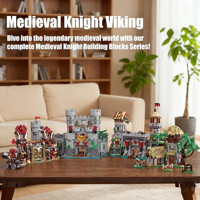 Medieval Knight Castle Building SetViking Architecture Tower Modular Buildings Ideals Christmas Birthday Gift for History EnthusiastsCreative Gift for Adults and Teen(2554PCS)