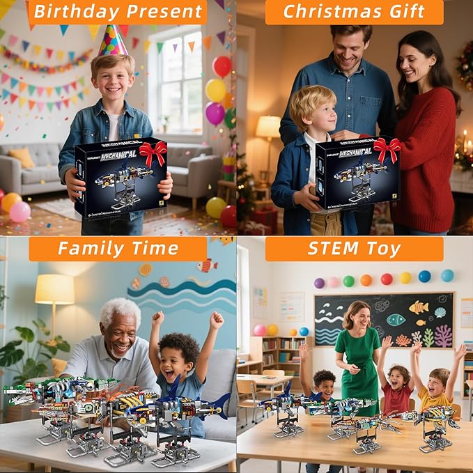 Mechanical Shark Building Set with Lights Rotatable Link Components & Display Stand STEM Building Set for Boys 8-14 Home Office Decor for Adults Mechanical Enthusiasts(631PCS)