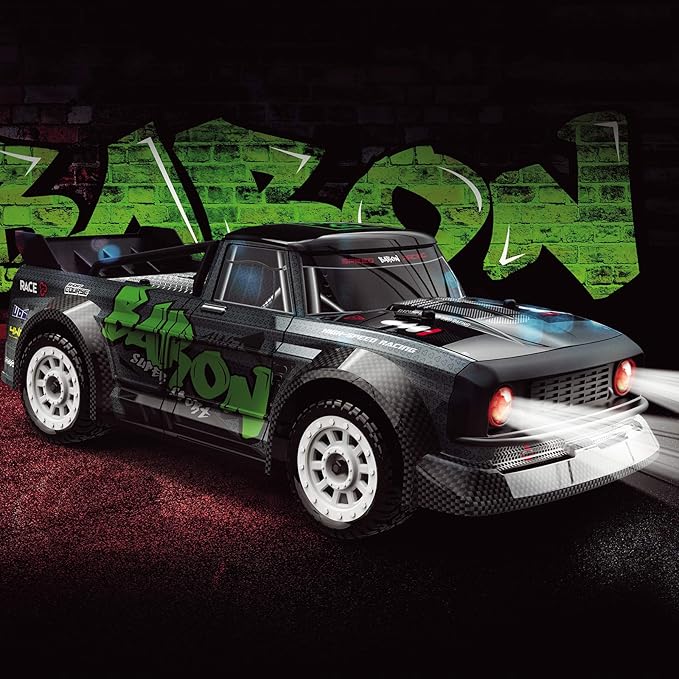 fisca 1/16 Remote Control High Speed Car 4WD RC Drifting Racing Cars Fast 20MPH Truck 2.4Ghz Off-Road 4X4 Buggy Car Speed & Steering Control Vehicle Toy with Lights for Kids and Adults