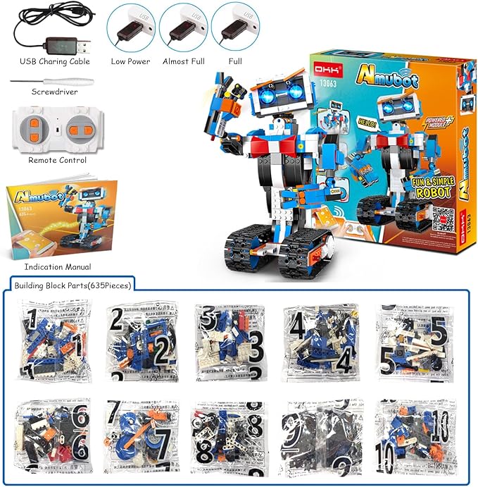 okk Robot Building Toys for Boys STEM Projects for Kids Ages 8-12 Remote & APP Controlled Engineering Learning Educational Coding DIY Building Kit Rechargeable Robot Toy Gifts for Girls