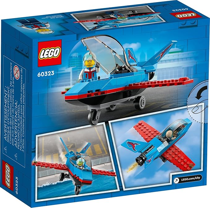 LEGO City Great Vehicles Stunt Plane 60323 Jet Airplane Toy 2022 Building Set Gifts for Kids Boys and Girls 5 Plus Years Old with Pilot Minifigure