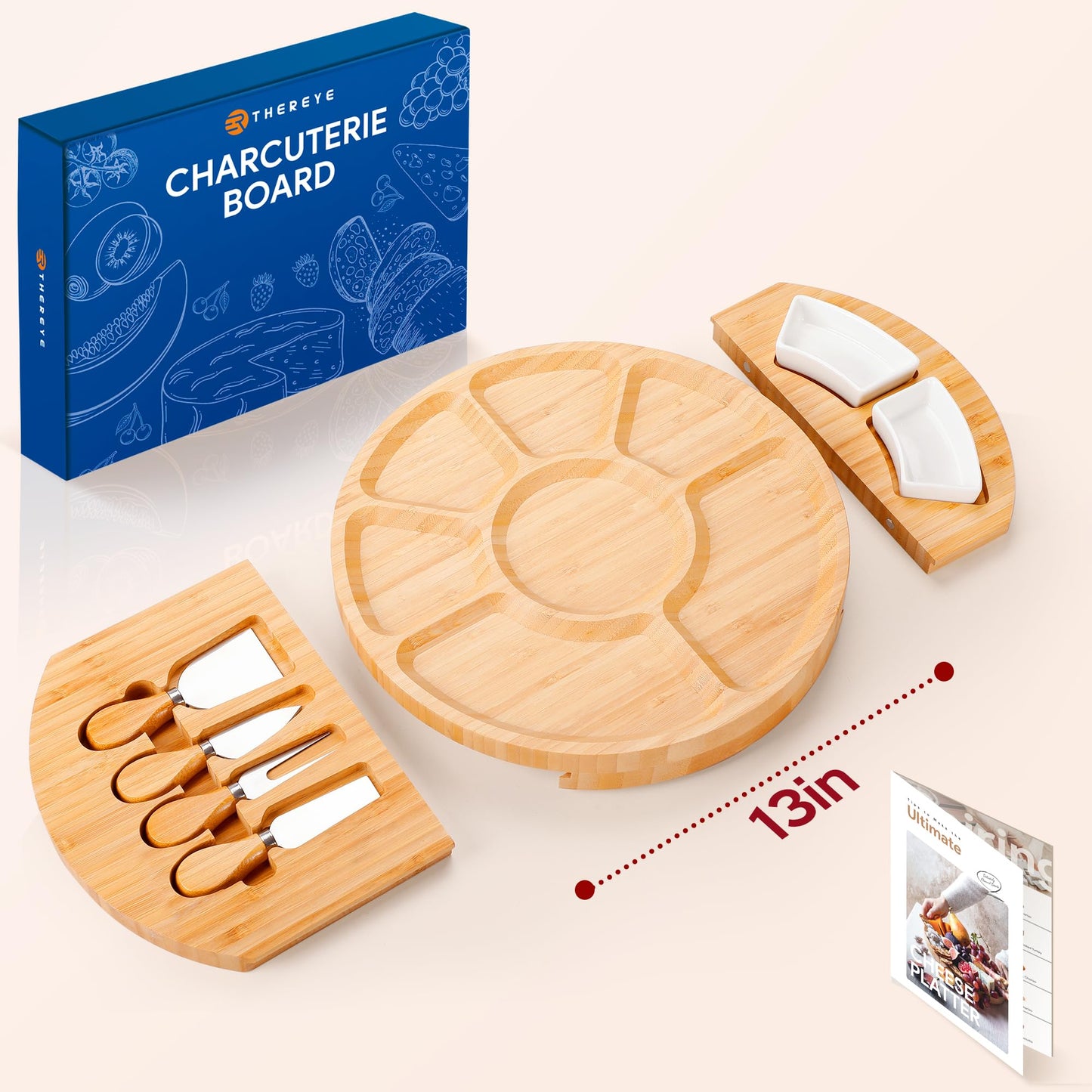 Charcuterie Boards, Thereye Cheese Board with Knife Set, Bamboo Charcuterie Board Set-ππ‘π«π’π¬ππ¦ππ¬ ππ’ππ, Housewarming Gift, Wedding Gift