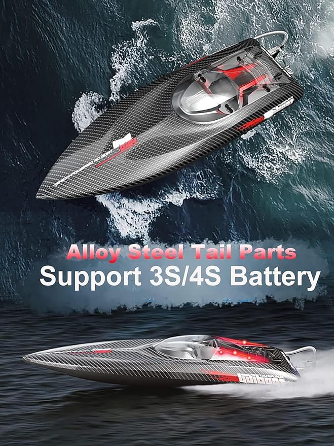 25inch UDI022 Large Remote Control Boat for Adults Experts 14y+ Alloy Tail Kits RC Brushless Watercraft 50km/h 31mph 3S/4S Battery & LED 4WD Full-Functions RC Sail