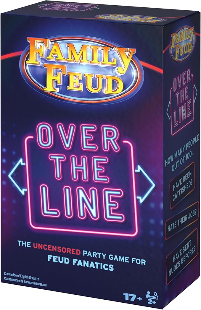 Spin Master Games Family Feud: Over the Line Adult Party Game The Classic Survey Says Guessing Game that Goes Beyond Family Fun Night for Teens & Adults Friendsgiving 2+ Players for Ages 17