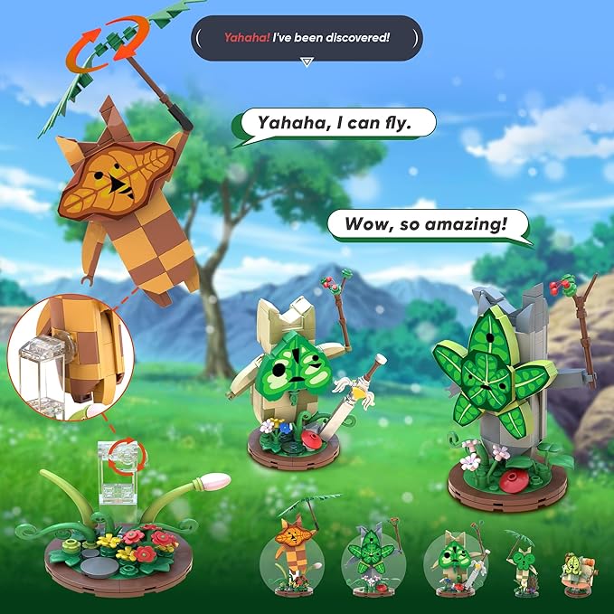Koroks Building Set 5 Characters Building Block Sets for BOTW Fans Cute Game Merch Action Figures Great Toys Gifts for Fans Kids Adults