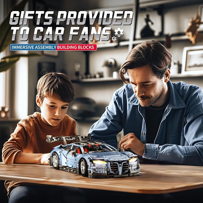 Remote Control Car Building Kit 1:10 M4 Champion Racing Car Building Blocks and Challenge Construction Toys Gift for Technical Enthusiasts Adults&Boys Age 14+ with Motors Light Battery (2280PCS