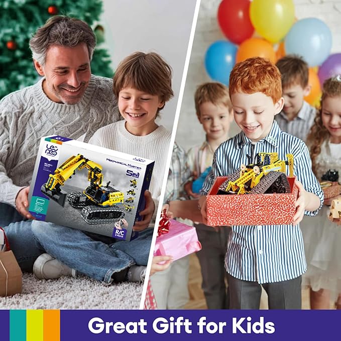 5 in 1 Building Toys STEM Robotics Kit 430 PCS Blocks RC Robot Erector Sets APP & Remote Control Excavator Science Kits for Kids Age 6 7 8 9 10 11 12-14 DIY Educational Gift for Boys & Girl