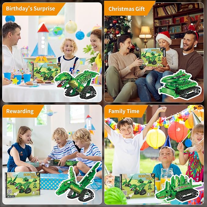 5 in 1 Dinosaur Toy for 6-12 Years Old Kids Boys Robot Dino Building Set with APP & 2.4GHz Remote Control Science Programmable Building Block Dinosaur Kit Birthday Gifts for Age 6 7 8 9 10 11 12