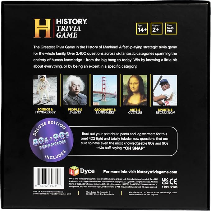 HISTORY Channel Trivia Game Deluxe – 2400 General Knowledge Questions Including 80s & 90s Trivia | HISTORY Trivia Card & Party Game for Adults Families & Board Game Night – Great Gift for