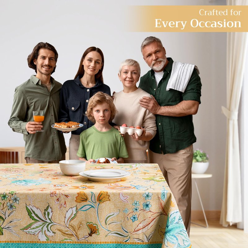 Maison d' Hermine Table Cloth Rectangle Table 100% Cotton 70 x 108 Inches Tablecloth Reusable Decorative for Dining Kitchen Farmhouse Home Gifts for Mothers Day Spring Summer - Luxury Loft - Peach