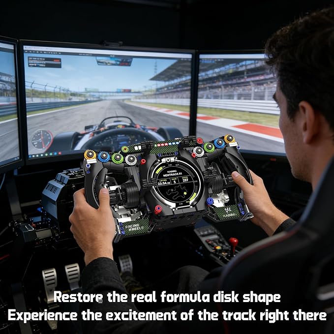 Racing Cars Steering Wheel Building Set Formula Simulator Driving Kit Compatibled with Lego Collection Model with Moving Parts & Phone Holder for Adults 14+ - 904PCS