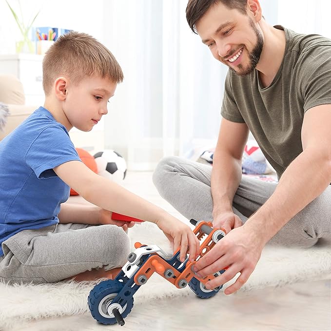 MOBIUS Toys 12-in-1 STEM Construction Kit - 152-Piece Building Set for Kids Ages 4-12 - Educational Engineering Toy for Boys & Girls to Build Cars Trucks Motorcycles & More Creative Learnin
