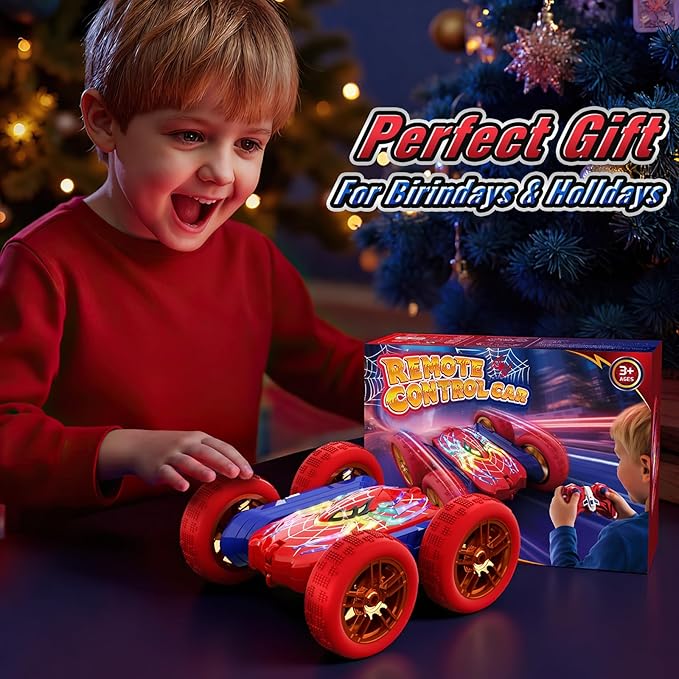 360°Flip Rc Cars Toys with Glowing Hero Eyes & Legs 2.4GHz Drift Stunt Remote Control Car 4WD & Double-Sided Race Car Birthday Gifts Toys for 3 4 5 6 7 8 9 10 11+ Year Old Boys Age 3-4 4-6