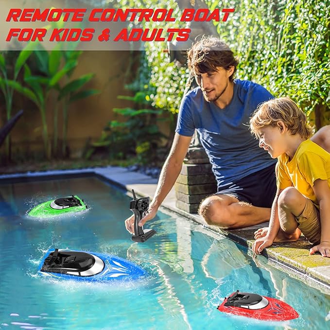 RC Boat 3PACK High Speed Remote Control Boat for Kids & Adults 10km/h 2.4G Boats for Pools and Lakes Rechargeable Battery Included