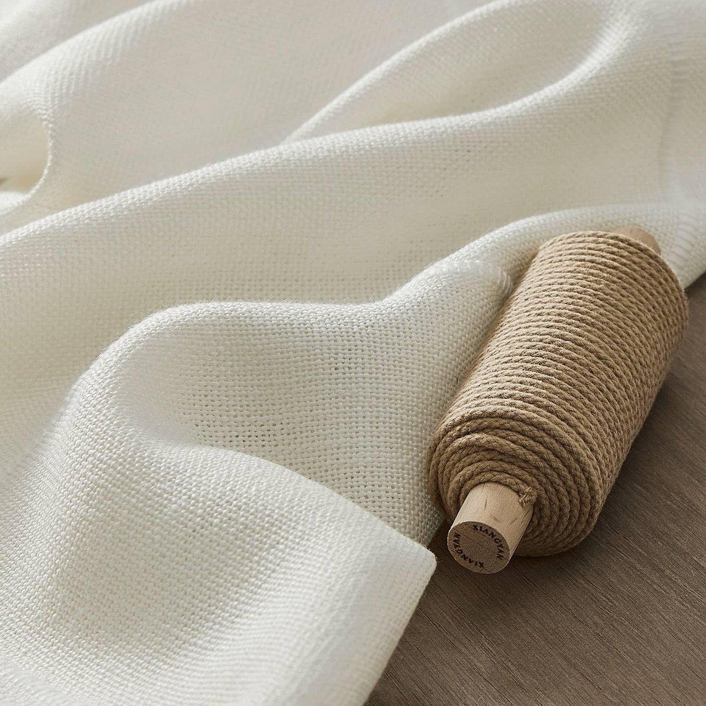 ZeeMart Grid Embroidered Hemmed Tablecloths, Off White 60x120 Inch, Farmhouse Style Heavy Weight Cotton Linen White Tablecloths, Boho Plaid Water Resistant Rectangle Table Cloth