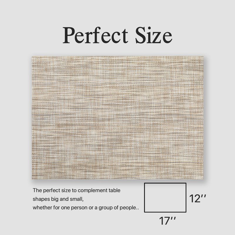 Placemats Set of 4 - Easy Clean Woven Vinyl Placemats for Dining Table, Indoor/Outdoor Place Mats, Washable PVC Table Mats(Caramel)