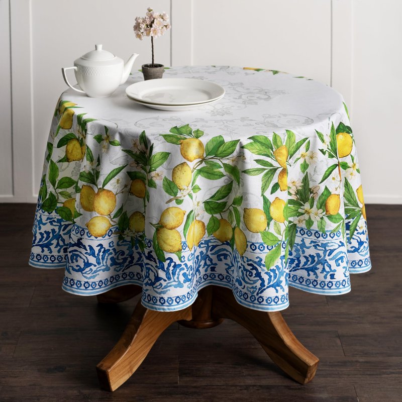 Maison d' Hermine Table Cloth Round Table 100% Cotton 63 Round Inches Tablecloth Reusable Decorative for Dining Kitchen Room Farmhouse Home Gifts for Mothers Day Spring Summer - Cedrat