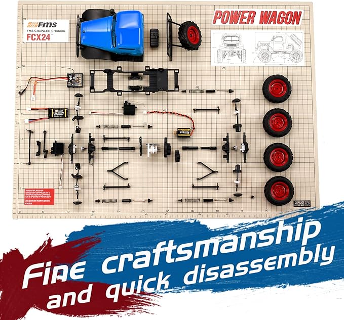 EAZYRC FMS FCX24 Power Wagon 1/24 RC Crawler Brushed 4x4 RTR Rock Crawler with Portal axle 2-Speed Transmission PC Hard Body – RC Car for Adults and Gift