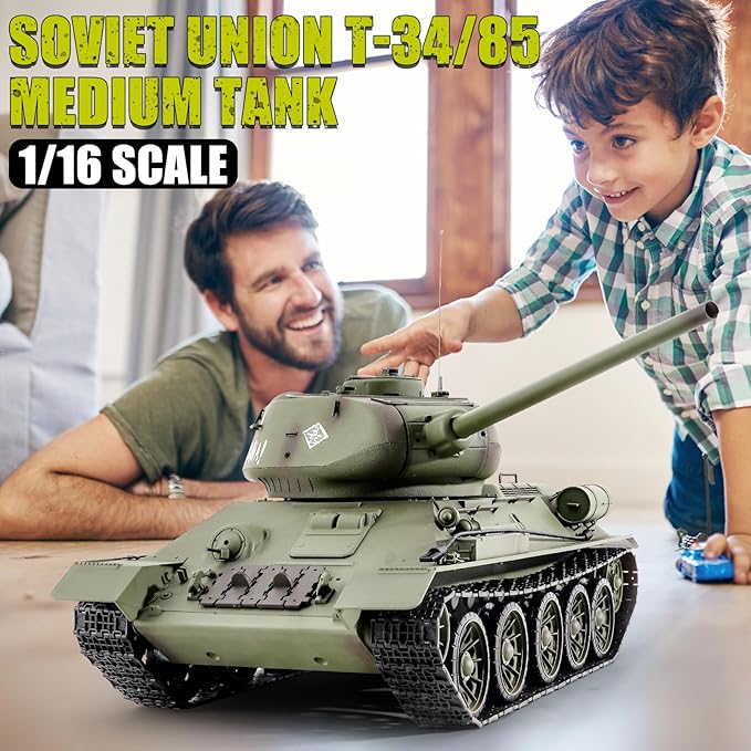 RC Tanks Henglong Russian T-34/85 Medium Tank 1: 16 2.4ghz Tank Model That Shoots with Sound & Light for Ages 14+