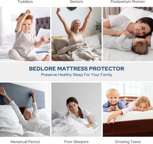 BEDLORE Waterproof Mattress Protector - Twin XL Deep Pocket Pad for 6"-15" Depth | Soft, Breathable Gray Cover