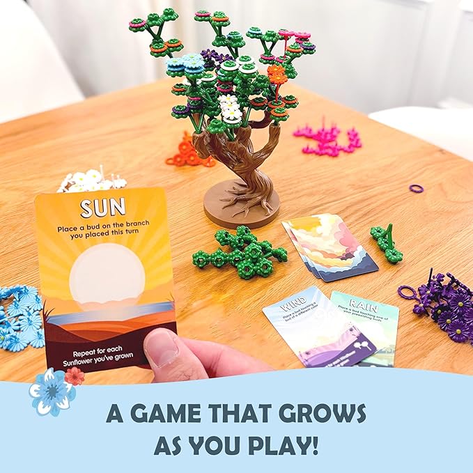 Bloomchasers 3D Flower Stacking Tree Building Board Game for Families and Adults Light Strategy Beautiful Fun & Competitive Base Game + Expansion 1-6 Players Age 12+