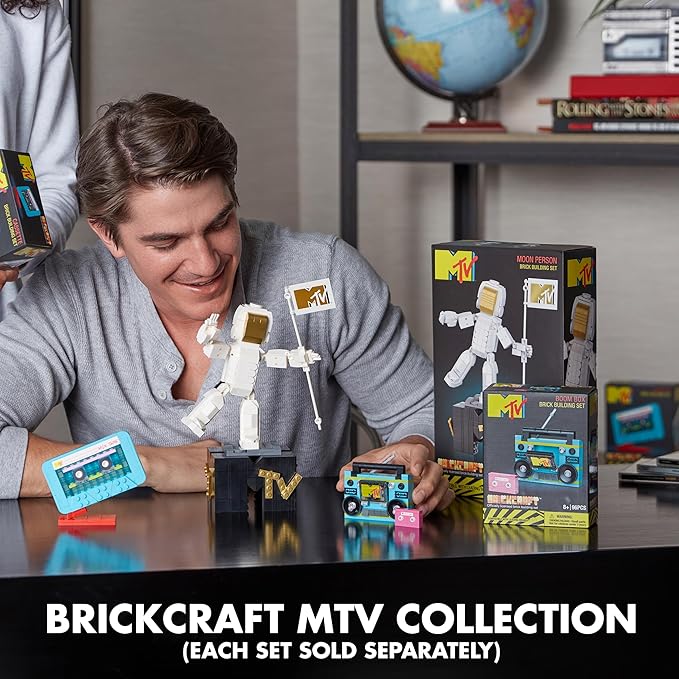 Brickcraft MTV Moon Person Building Set (510 Pieces) – MTV Trophy Collectible Display Model Officially Licensed Construction Kit – Great Christmas for Music Fans & Builders
