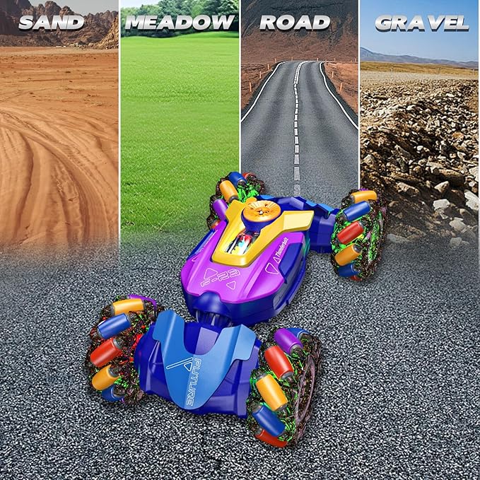 Gesture Sensing RC Stunt CarRemote Control Car Toys for Ages 5-7-13with Lights Music Spray4WD 360° Spins All Terrains Kids Toys RC Cars3-6 Year Old Boy Birthday Gift & 3-12 Best Gift for Kids