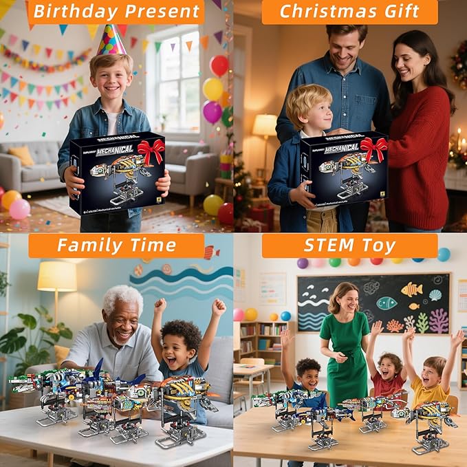 Mechanical Turtle Building Set with Lights Rotatable Link Components & Display Stand STEM Building Set for Boys and Girls 8-14 Home Office Decor for Adults Mechanical Enthusiasts(659PCS)
