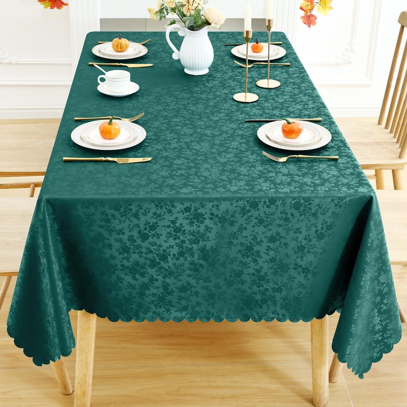 Smiry Rectangle Table Cloth, Waterproof Heavy Duty Vinyl Tablecloths, Wipeable Washable Table Cover for Kitchen and Dining Room (Green, 52" X 70")