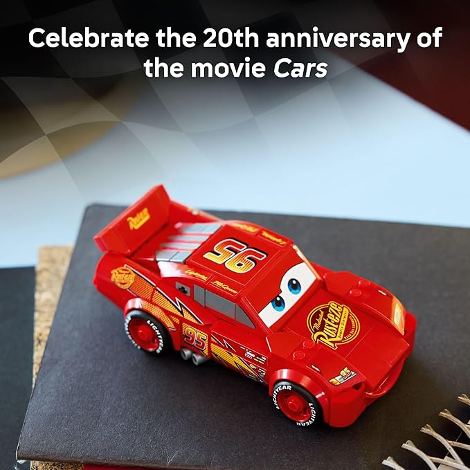 LEGO Speed Champions Lightning McQueen Toy - Disney Pixar Cars Building Blocks for Kids Boys & Girls Ages 9+ - Pretend Play Race Car & Bedroom Shelf Display - 77255