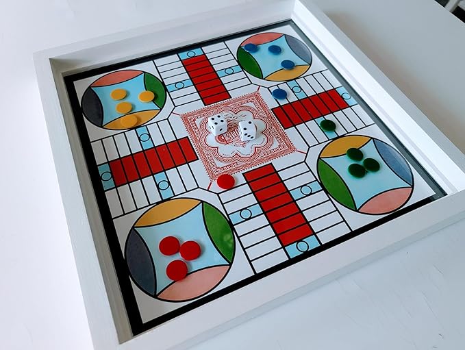 Real Glass Top Game Board with Chess Checkers Backgammon Ludo (Caribbean & Indian) Chausar Pachisi Tic-Tac-Toe Snakes and Ladders and a Drinking Dice Board Game.