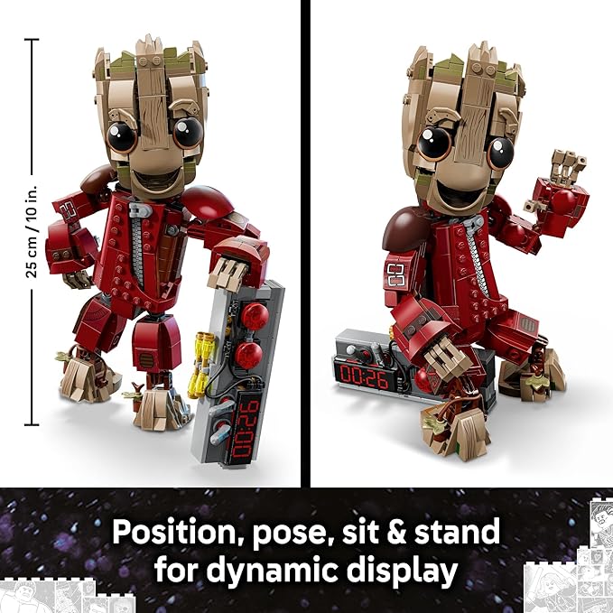 LEGO Marvel Ravager Jumpsuit Groot Building Toy for Boys & Girls Ages 10+ - Posable Display & Play Figure W/Detonator Device - Gift Idea for Birthdays - 76341