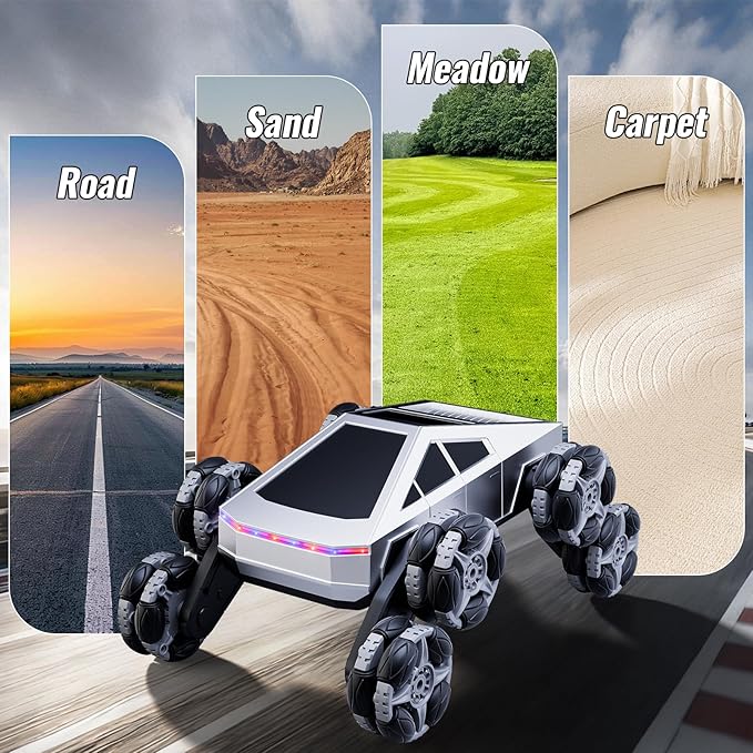 Remote Control Car 8 Wheels RC Stunt Car with LED Lights & Music 2.4GHz RC Drift Car for Boys Aged 6-14 Christmas Birthday Gift for Kids