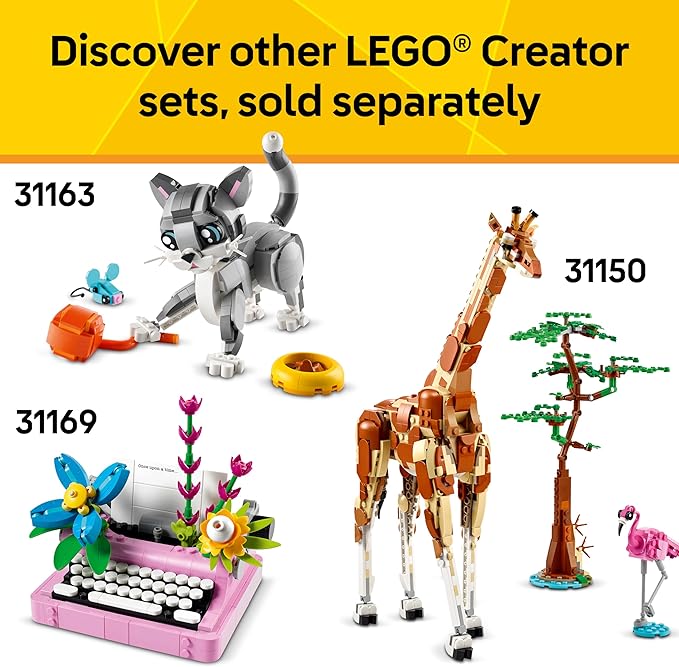 LEGO Creator 3 in 1 Wild Animals Panda Family - Building Toy Kit for Kids with 3 Building Options Panda Penguin or Orca - 8 Year Old Girl & Boy Birthday Gifts - 31165