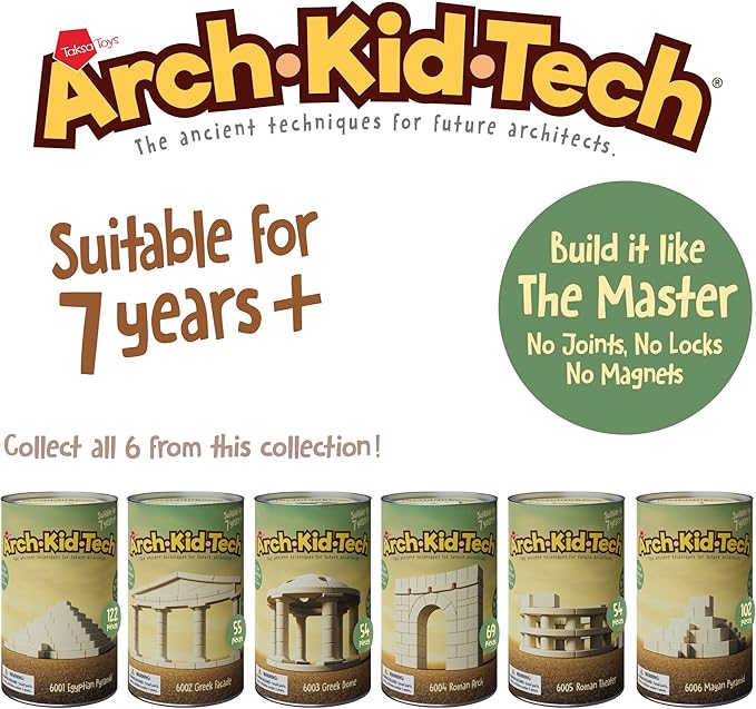 Taksa Toys Arch-Kid-Tech Ancient Mayan Pyramid Architecture STEM Building Blocks - 102-Piece Educational & Stackable Learning Set for Kids Indoor Architectural Kit - Montessori Toys for 7+ Years