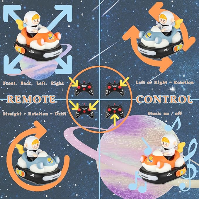 Remote Control Speed Bumper Cars Toy (2 Cars Set) – Rechargeable RC Ejector Cars with Music & Lights Fast-Response 2-Player Battle Racing Game for Kids Ages 3–8