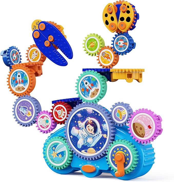 KOKODI Gear Building Toys for Kids Electric & Manual Construction Set for Kids Engineering Learning Kit for Ages 3-8 Years Old Birthday Gifts & Preschool Educational Toys for Boys Girls
