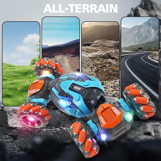 MagicKidz Gesture Sensing RC Stunt Car for Kids - Birthday Gifts for Boys 5 6 7 8 9 10 11 12 Year Old 2.4Ghz Remote Control Twist Vehicle Toy with Lights & Music 4WD Off-Road