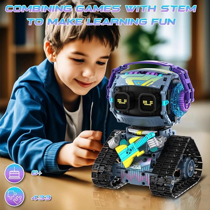 STEM Robot Building Kit for Kids 6-143in1 Remote & APP Controlled STEM Rock Robot/Truck/Road Roller Building Toys for Kid433 Pcs Building Blocks Set Birthday Xmas Gift Ideas for Boys Girls