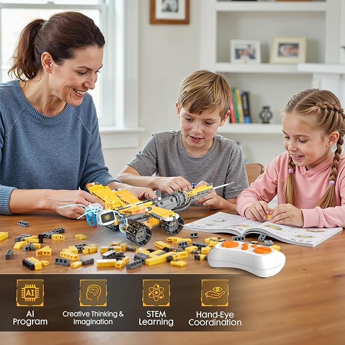 5in1 STEM Robot Building Kits for Kids 6-12 App & Remote Control STEM Dinosaur Tank Robot Building Toys for Kids 899Pcs DIY Science Building Sets Erector Sets for Boys Girls Birthday Xmas Gifts