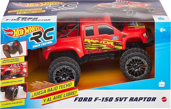 Mattel Hot Wheels RC Red Ford F-150 Full-Function Remote-Control Toy Truck Large Wheels & High-Performance Engine 2.4 GHz with Range of 65ft