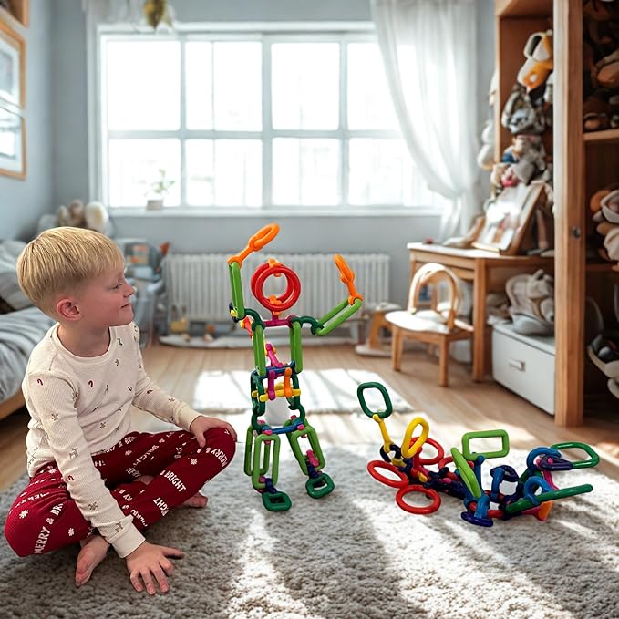 Click & Create Builder Set (80 pcs) - STEM Educational Interlocking Building Blocks for Kids Ages 2-7 Creative Construction Toy for Boys & Girls Colorful Fine Motor Skills Toy
