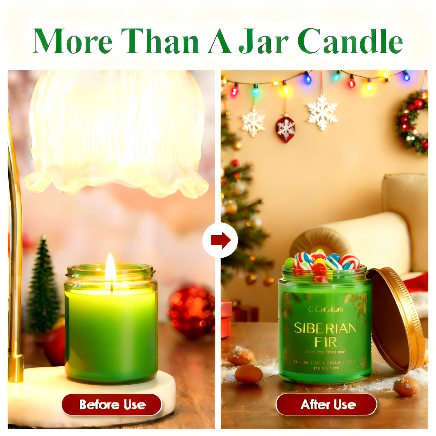 Christmas Soy Candles for Christmas Home Decor Non-Toxic Aromatherapy Scented Candles for Holiday Christmas Gifts, Cozy Cute Jar Candle, Winter Candle for Women Men, Siberian Fir Candle