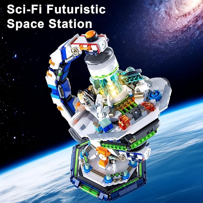 GEVINST Space Station Globe Building Set for Adults & Boys 1793 Pieces World Map Display Model Kit with Dual Illumination Modes 360° Rotatable Educational Stem Toys Gifts for Kids 8-14 Boys Girl