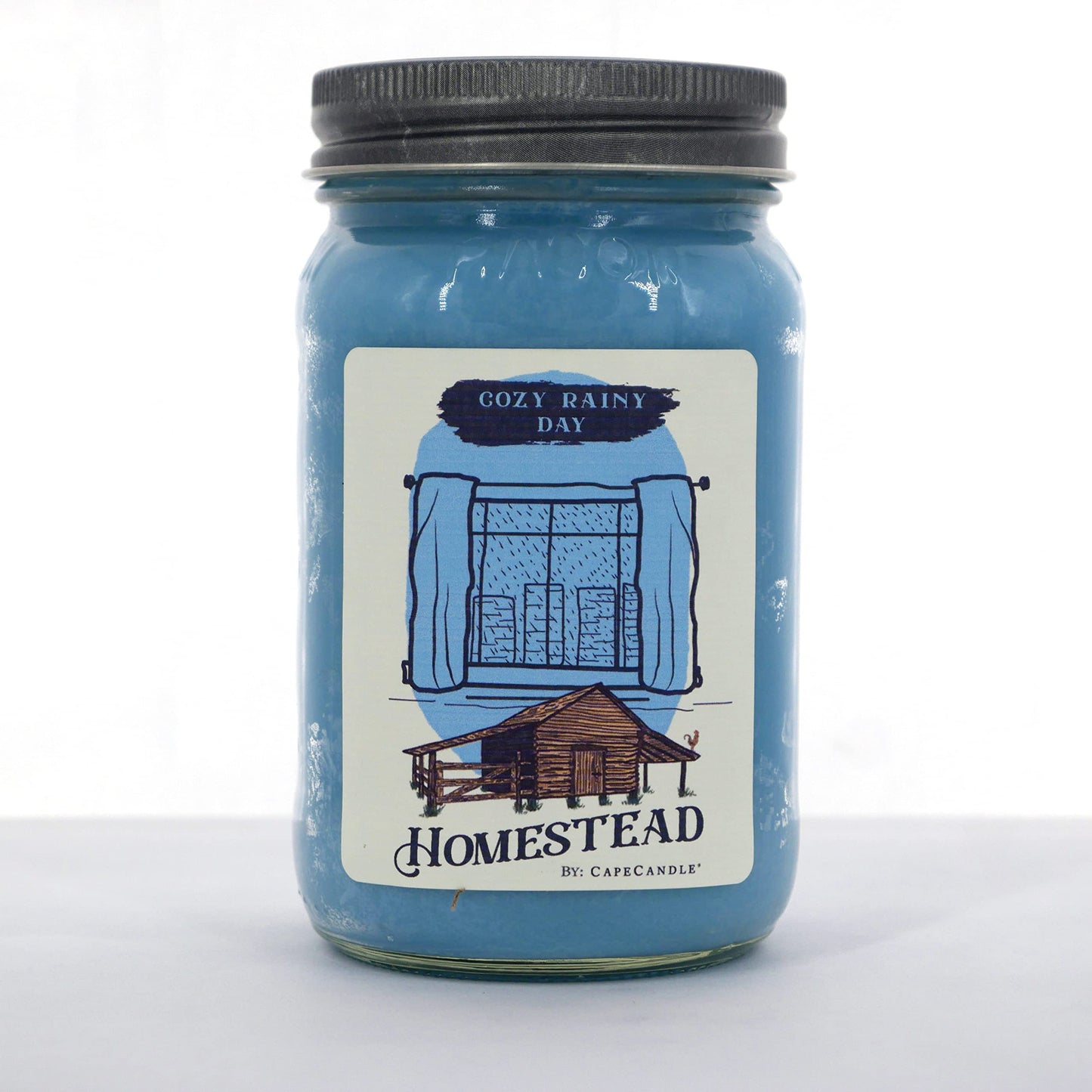 Cape Candle Homestead Soy Candle Wax, Cozy Rainy Day Scent | Fresh Lemongrass & Herbal Fragrance | Hand-Poured Mason Jar with Pewter Cap | Home Decor Ambiance Soy Wax Accessories | Mason Jar, 16 Oz