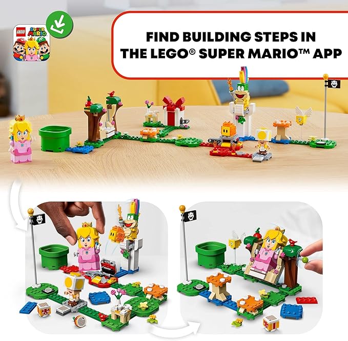 LEGO Super Mario Adventures with Peach Starter Course Buildable Game Toy with Interactive Figure Yellow Toad & Lemmy Birthday Gift Idea for Kids Girls & Boys 71403