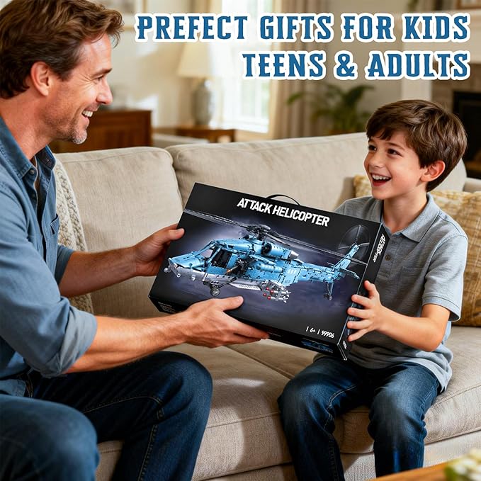 Powered Military Helicopter Building Blocks Set – 1521PCS Army Aircraft Bricks Model with Motor-Driven Rotors Power Module & Mechanical Gear System – STEM Engineering Toy for Boys Teens & Ad
