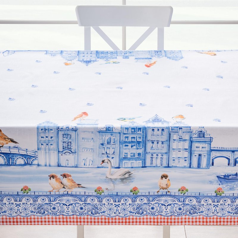 Maison d' Hermine Table Cloth Rectangle Table 100% Cotton 70 x 120 Inches Tablecloth Reusable Decorative for Dining Kitchen Room Farmhouse Home Gifts for Mothers Day Spring Summer - Amsterdam Canals