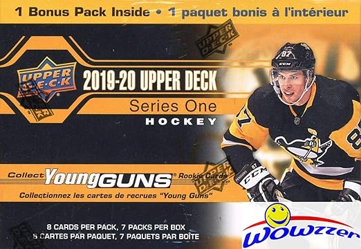 2019/20 Upper Deck Series 1 NHL Hockey EXCLUSIVE HUGE Factory Sealed Blaster Box with YOUNG GUN ROOKIE Card! Look for JACK HUGHES Quinn Hughes Victor Olofsson Alexandre Texier & Many More! WOWZ